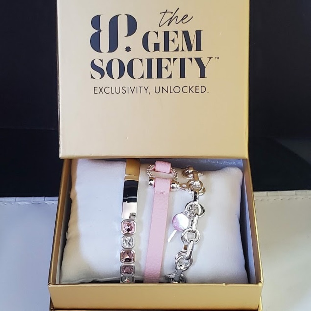 The Gem Society Arctic Elegance Silver Plated Pink Stone Bracelet Set Bomb Party
